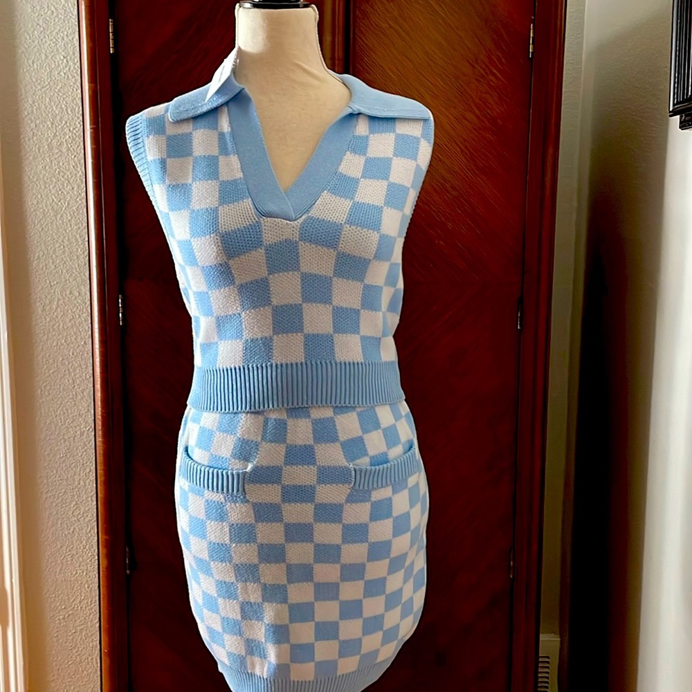Lovers and Friends woven sweater skirt set.